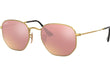 HEXAGONAL LARGE | FLAT LENS - GOLD | PINK MIRROR | NON-POLARIZED